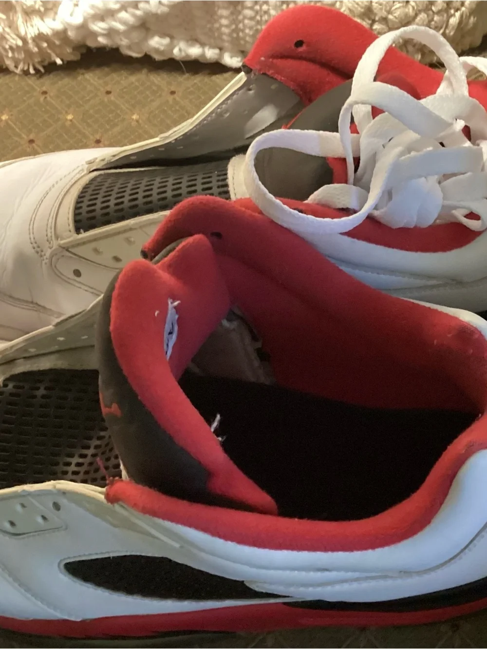 Jordan Men’s White Black Red Retro Sneakers